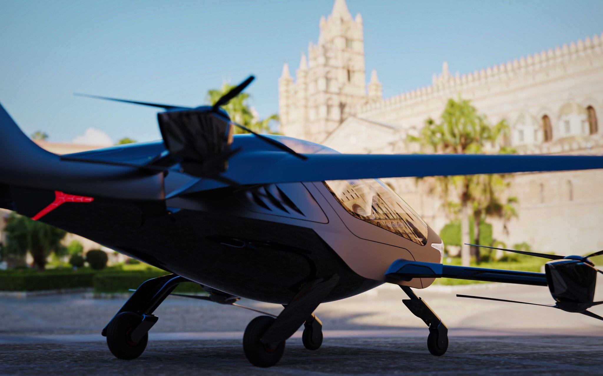 A mock-up of the Air ONE personal eVTOL Aircraft