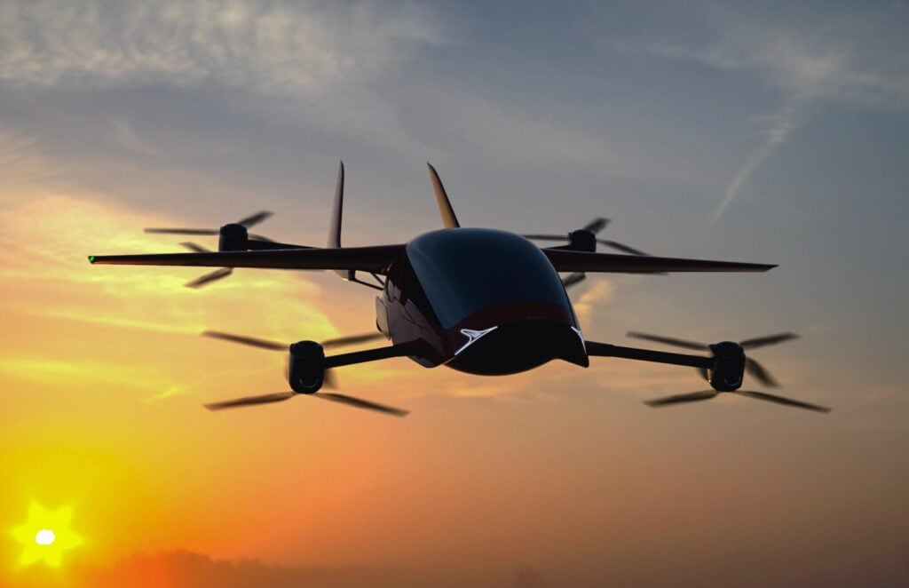 A mock-up of the Air ONE personal eVTOL Aircraft